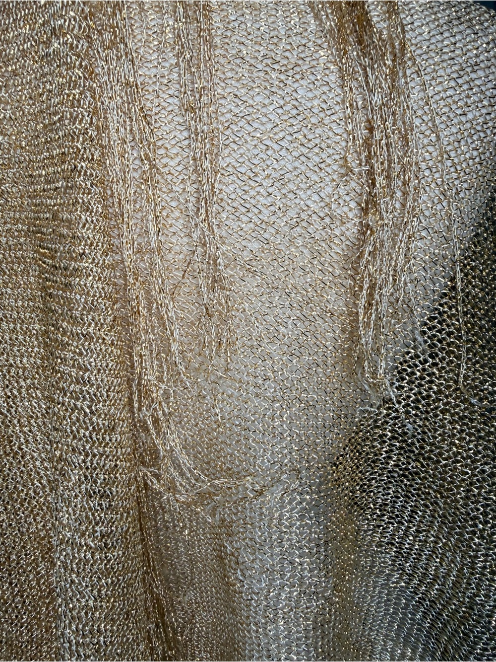 Gold Metallic Fringe Evening Shawl Wrap Wedding Formal Party Lightweight Scarf - Picture 13 of 14